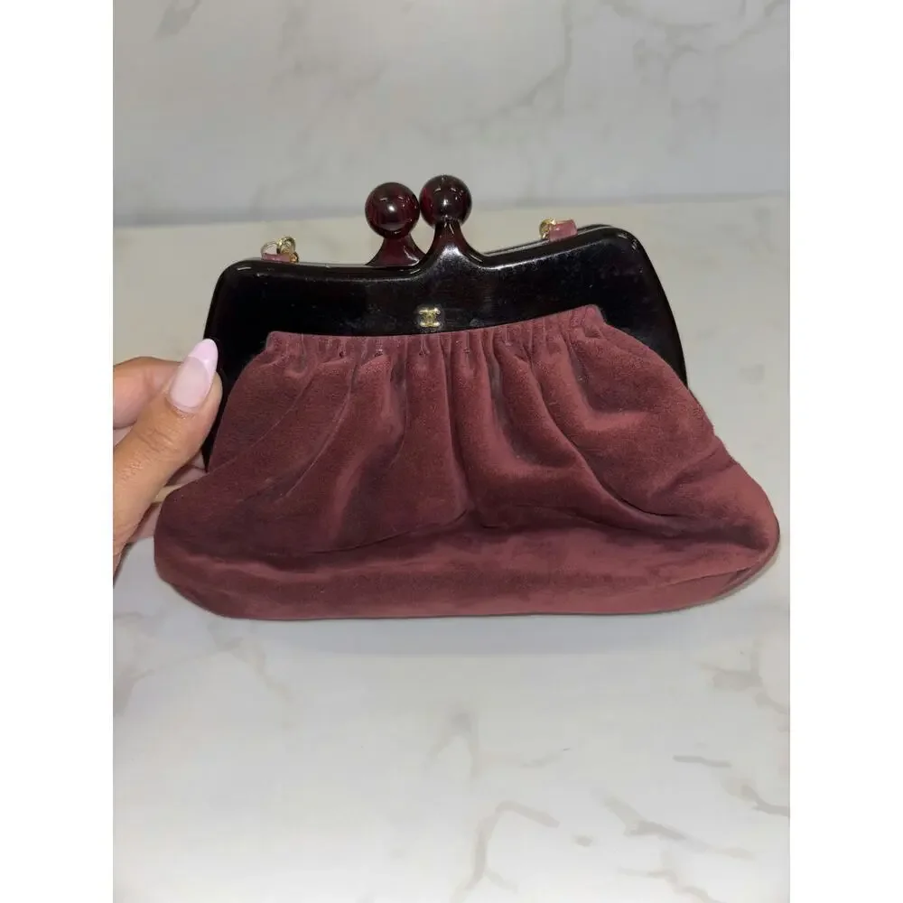 Chanel Suede Kiss-Lock Clutch - Good Condition